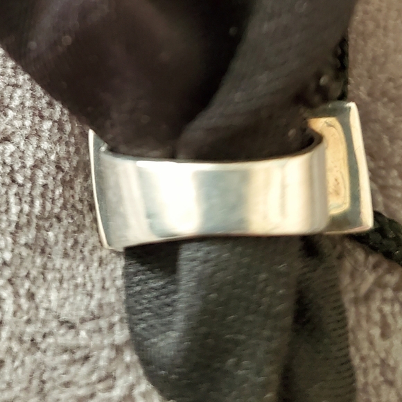 HANDCRAFTED ETCHED STERLING SILVER BLUE TURQUOISE CROSS RING SZ 5 ONE OF A KIND! - Picture 4 of 8